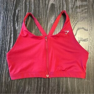 Gymshark Zip Front Training Sports Bra in Dark Red Burgundy, Size Large